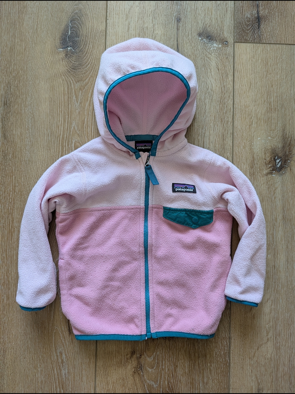 Patagonia Kids Pink Fleece Zip Front Hooded Jacket 12-18 Months